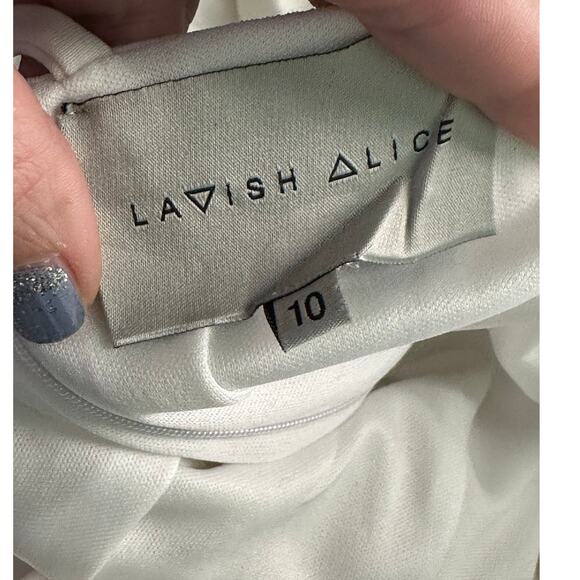 Lavish Alice White Body Con Strappy Back Party Dress  size 10 - Picture 3 of 16